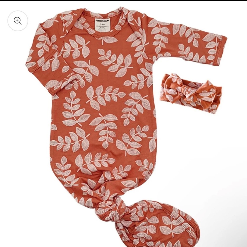 Knotted Gown & Beanie Rust Fern